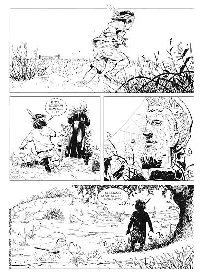 Una tavola di Giuseppe Baiguera da "Nella perfida terra di Dio". Testi di Maurizio Colombo dal romanzo di Omar Di Monopoli.
