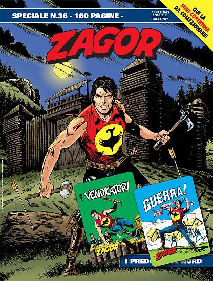 Speciale Zagor 36 con le mini copertine di "Guerra" e "I vendicatori".