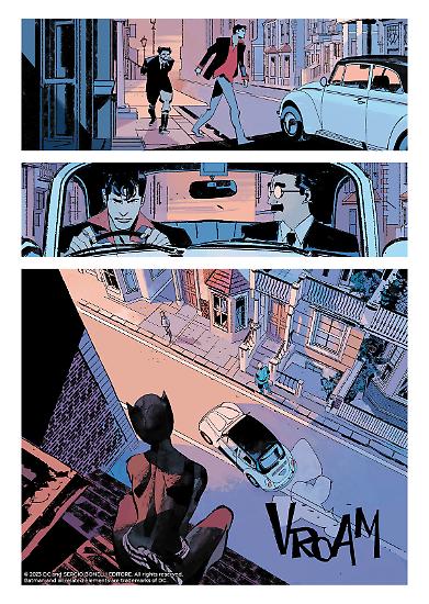 Una tavola di  Gigi Cavenago e Werther Dell'Edera da "Dylan Dog/Batman".