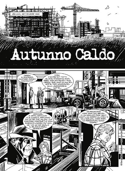 Una tavola di Roberto Rinaldi da "Cani Sciolti. Milano, 12 dicembre". Testi di Gianfranco 