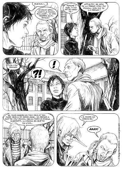 Una tavola di Giovanni Talami da "La vita sognata dai demoni", Morgan Lost Nuove Origini 1. Testi di Claudio Chiaverotti.