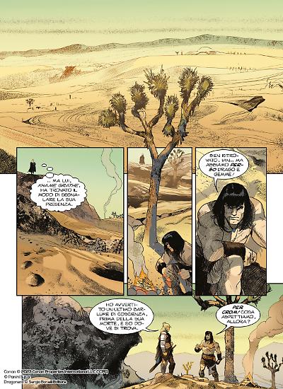 Una tavola di Lorenzo Nuti da "Ghiaccio e Fiamme", Dragonero Conan 2. Testi di Luca Enoch e Stefani Vietti.