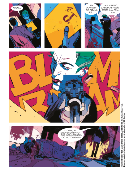Una tavola di Gigi Cavenago e Werther Dell'Edera da "Dylan Dog Batman. L'ombra del pipistrello". Testi di Roberto Recchioni.
