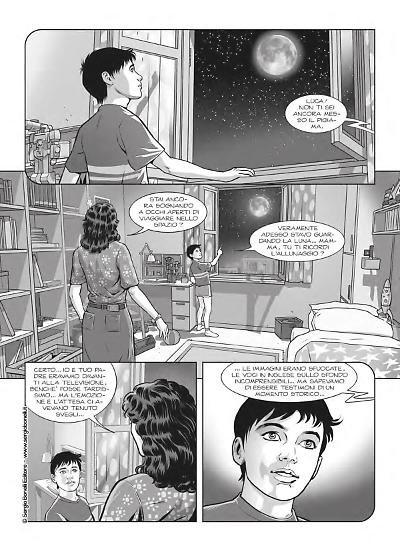 Una tavola di Sergio Giardo da "Nathan Never. ...La Terra si frantuma!". Testi di Antonio Serra da un'idea di Luca Parmitano.