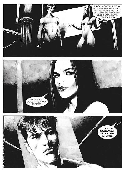 Una tavola di Corrado Roi da "Dylan Dog. Morte in sedici noni". Testi di Roberto Recchioni.