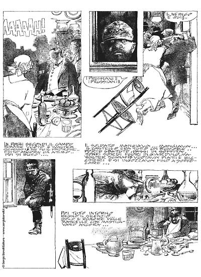 Una tavola di Dino Battaglia da "Maupassant".