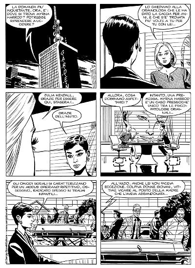 Una tavola di Steve Boraley da "Myrna: la redenzione", Julia 3027. Testi di Giancarlo Berardi e Maurizio Mantero.