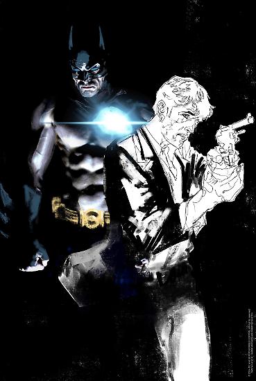Il layout dell'illustrazione di Gabriele Dell'Otto per il cofanetto Dylan Dog Batman.
