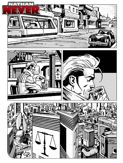 Nathan Never 2025 - Tavola di Michele Medda e Massimiliano Bergamo.
