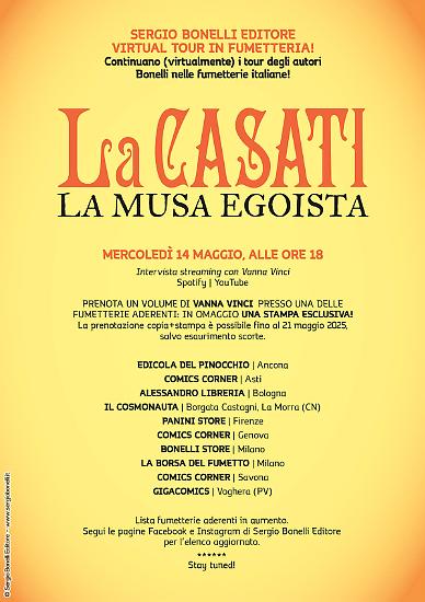 La lista dei negozi che aderiscono alla tappa del Virtual Tour Fumetterie dedicata a "La Casati. La musa egoista".