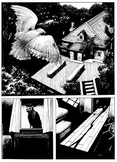 Una tavola di Corrado Roi da "Se la notte chiama", Dylan Dog 465. Testi di Barbara Baraldi.