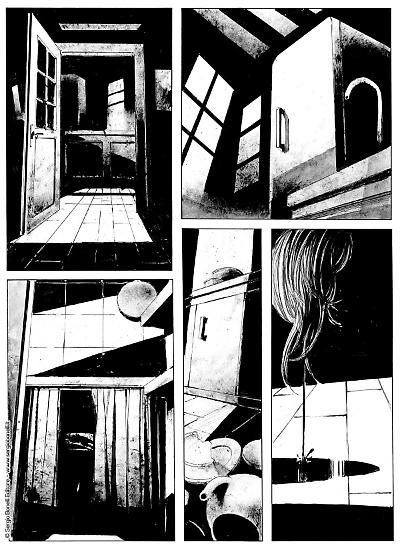 Una tavola di Corrado Roi da "Se la notte chiama", Dylan Dog 465. Testi di Barbara Baraldi.