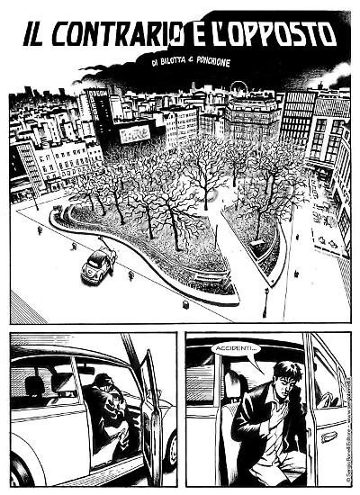 Una tavola di Sergio Ponchione da "Il contrario e l'opposto", Dylan Dog Oldboy 2. Testi di Alessandro Bilotta.