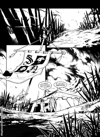 Una tavola di Matteo Gennai da "Lo scettro spezzato", Dragonero Mondo Oscuro 42. Testi di Stefano Vietti.