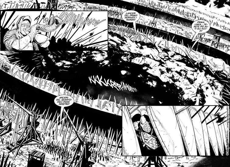 Una tavola di Matteo Gennai da "Lo scettro spezzato", Dragonero Mondo Oscuro 42. Testi di Stefano Vietti.
