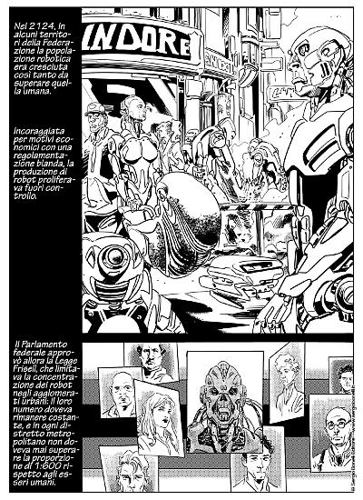 Una tavola di Simona Denna da "Umano, troppo umano", Nathan Never 411. Testi di Michele Medda.