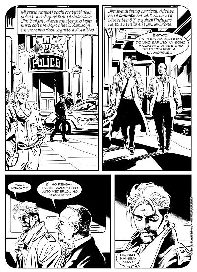Una tavola di Simona Denna da "Umano, troppo umano", Nathan Never 411. Testi di Michele Medda.