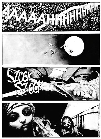 Una tavola di Corrado Roi da "Dylan Dog. Se la notte chiama". Testi di Barbara Baraldi.