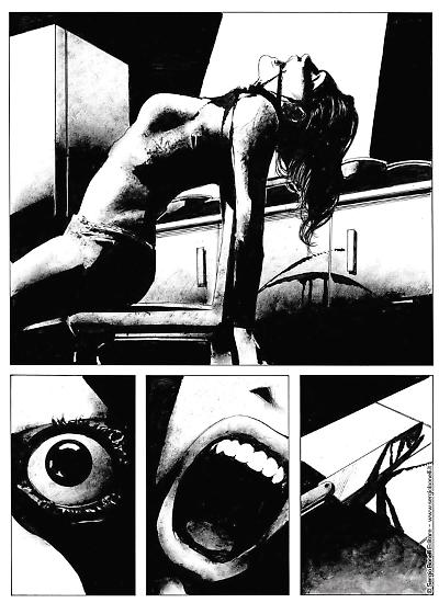 Una tavola di Corrado Roi da "Dylan Dog. Se la notte chiama". Testi di Barbara Baraldi.