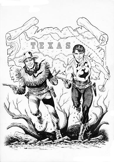 Tex e Zagor - illustrazione di Alessandro Piccinelli.