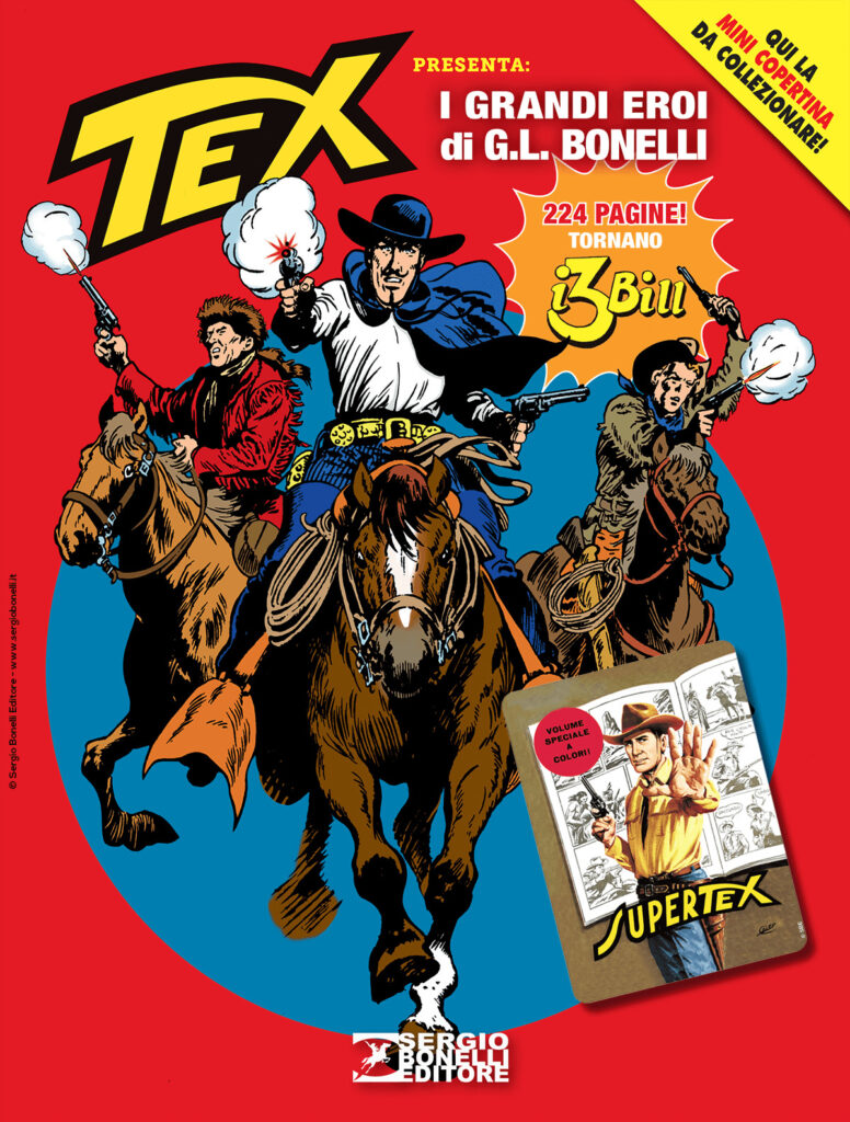 Avventura Magazine 2023 – Tex presenta: I grandi eroi di G. L. Bonelli tornano i 3 Bill – mini copertina Tex 100